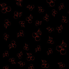 Fototapeta na wymiar colorful bright pattern with contour cherries on a gradient background. Vector pattern. Cherry background.