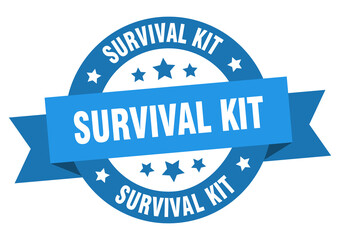 survival kit round ribbon isolated label. survival kit sign