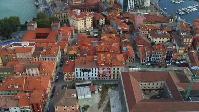 Gijon, beautiful  coastal city in Asturias,Spain. Aerial Drone Footage
