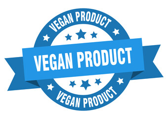 vegan product round ribbon isolated label. vegan product sign