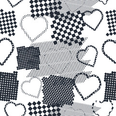 

Abstract hearts seamless pattern. Blank background.