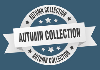 autumn collection round ribbon isolated label. autumn collection sign
