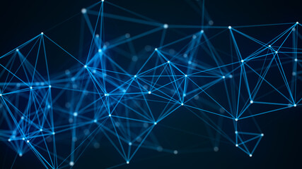Abstract technology background. Network connection structure on blue background. 3D rendering.