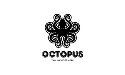 Octopus logo graphic icon. Octopus sign isolated on white background. Sea life symbol. Vector illustration