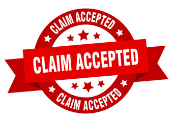 claim accepted round ribbon isolated label. claim accepted sign