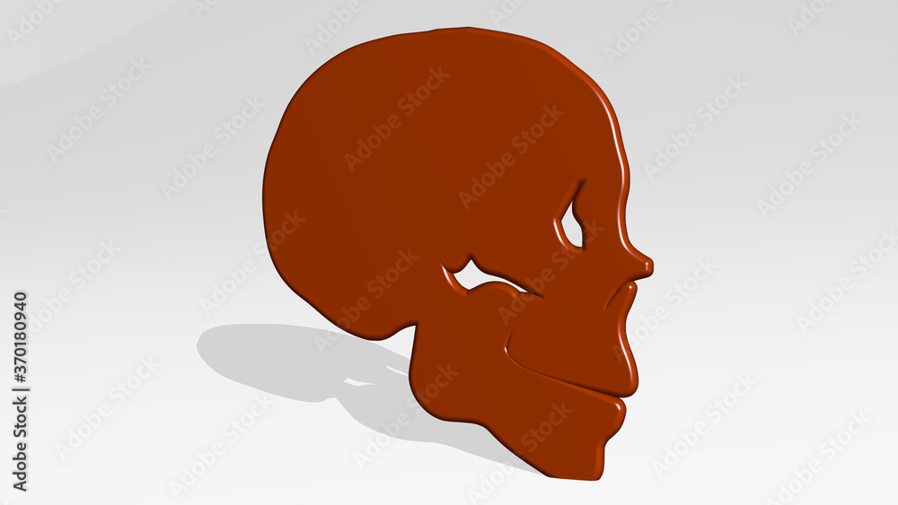 Fototapete human skeleton from a perspective with the shadow. a thick sculpture made of metallic materials of 3