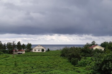 storm clouds over the village