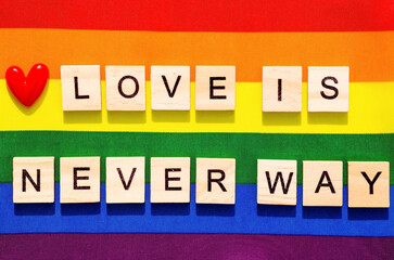 LGBT pride. Lesbian Gay Bisexual Transgender. LGBT, love is love letters on the LGBT flag. The...