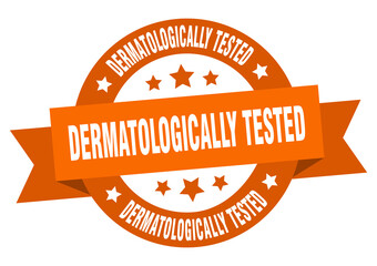 dermatologically tested round ribbon isolated label. dermatologically tested sign