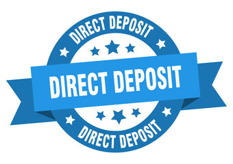 direct deposit round ribbon isolated label. direct deposit sign