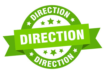 direction round ribbon isolated label. direction sign