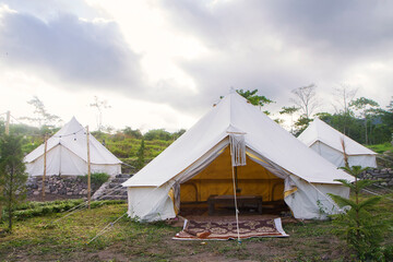 Glamping camping teepee tent at the campsite