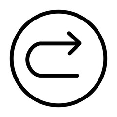 Right curved arrow icon. Turn right, go ahead button design element.