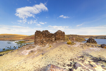 Fototapeta na wymiar Archaelogical Site of Sillustani, near Puno, in Peru