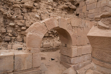 Ancient arch and Keystone, ruined castle, middle east