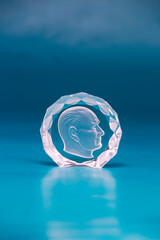 Picture of Mustafa Kemal Ataturk on glass