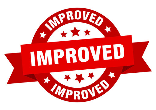 improved round ribbon isolated label. improved sign