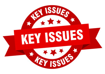 key issues round ribbon isolated label. key issues sign
