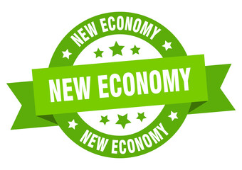 new economy round ribbon isolated label. new economy sign