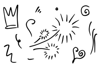 Hand drawn set elements, for concept design. doodle abstract isolated on white background . vector illustration.