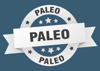 paleo round ribbon isolated label. paleo sign