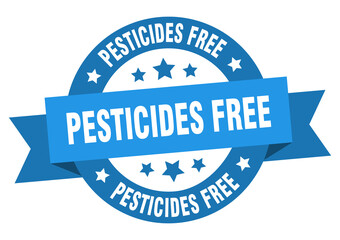 pesticides free round ribbon isolated label. pesticides free sign