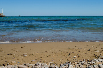 Morning sandy beach of the black sea.