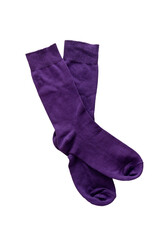 Pair of purple socks isolate on white background.