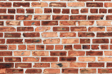 Abstract background old white brick wall with cracks and scratches. Landscape style. Great background or texture.