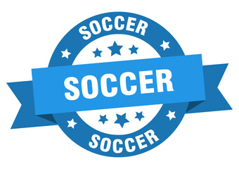 soccer round ribbon isolated label. soccer sign