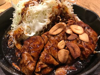 Pork Stake with Cabbage  and Garlic