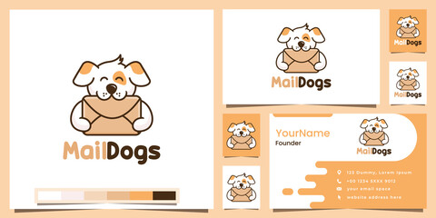 mail dog cartoon version logo design inspiration