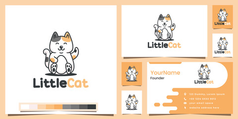 Obraz na płótnie Canvas little cat cartoon version logo design inspiration