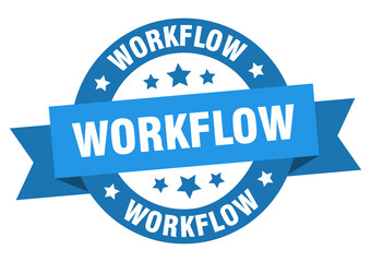 workflow round ribbon isolated label. workflow sign