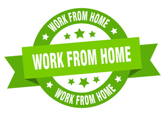 work from home round ribbon isolated label. work from home sign