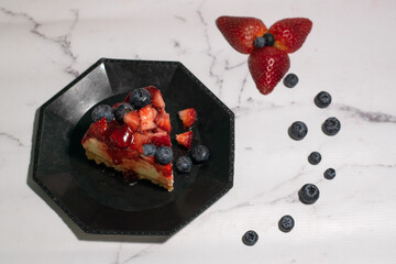 blueberry strawberry cheesecake portion