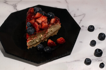 blueberry strawberry cheesecake portion