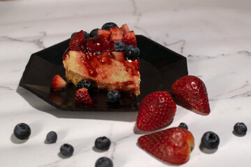 blueberry strawberry cheesecake portion