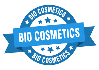 bio cosmetics round ribbon isolated label. bio cosmetics sign