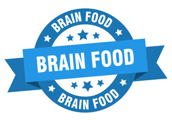 brain food round ribbon isolated label. brain food sign