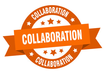 collaboration round ribbon isolated label. collaboration sign