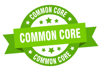 common core round ribbon isolated label. common core sign