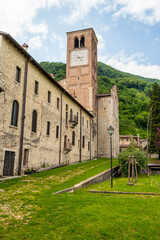 Fototapeta na wymiar View on the bell tower of the town of Follina, Veneto - Italy