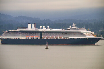 HAL cruiseship or Holland America cruise ship liner in port of Vancouver, Canada