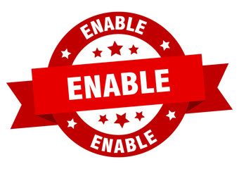enable round ribbon isolated label. enable sign