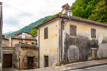 View of the old houses in the town of Follina, Treviso - Padua