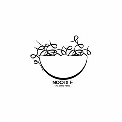 Obraz premium Noodles in the bowl Hand drawn vector illustration
