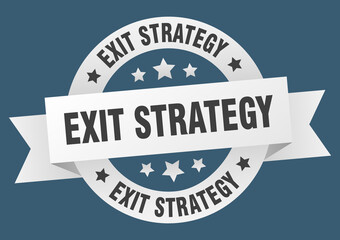 exit strategy round ribbon isolated label. exit strategy sign