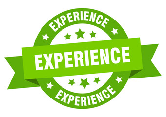 experience round ribbon isolated label. experience sign