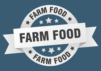 Fototapeta premium farm food round ribbon isolated label. farm food sign